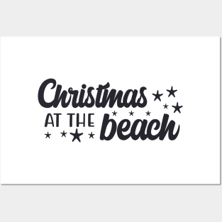 Christmas at the beach, black Posters and Art